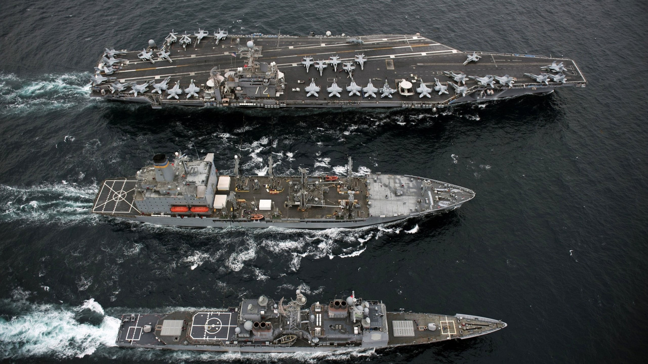 Обои Авианосец Авраам Линкольн КППВ-72, авианосец, военный корабль, военно морской флот США, Линкор в разрешении 1280x720