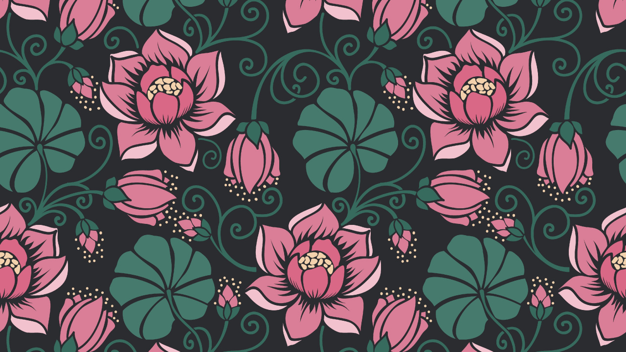 Обои узор, орнамент, цветок, цветочный дизайн, зеленый в разрешении 1280x720