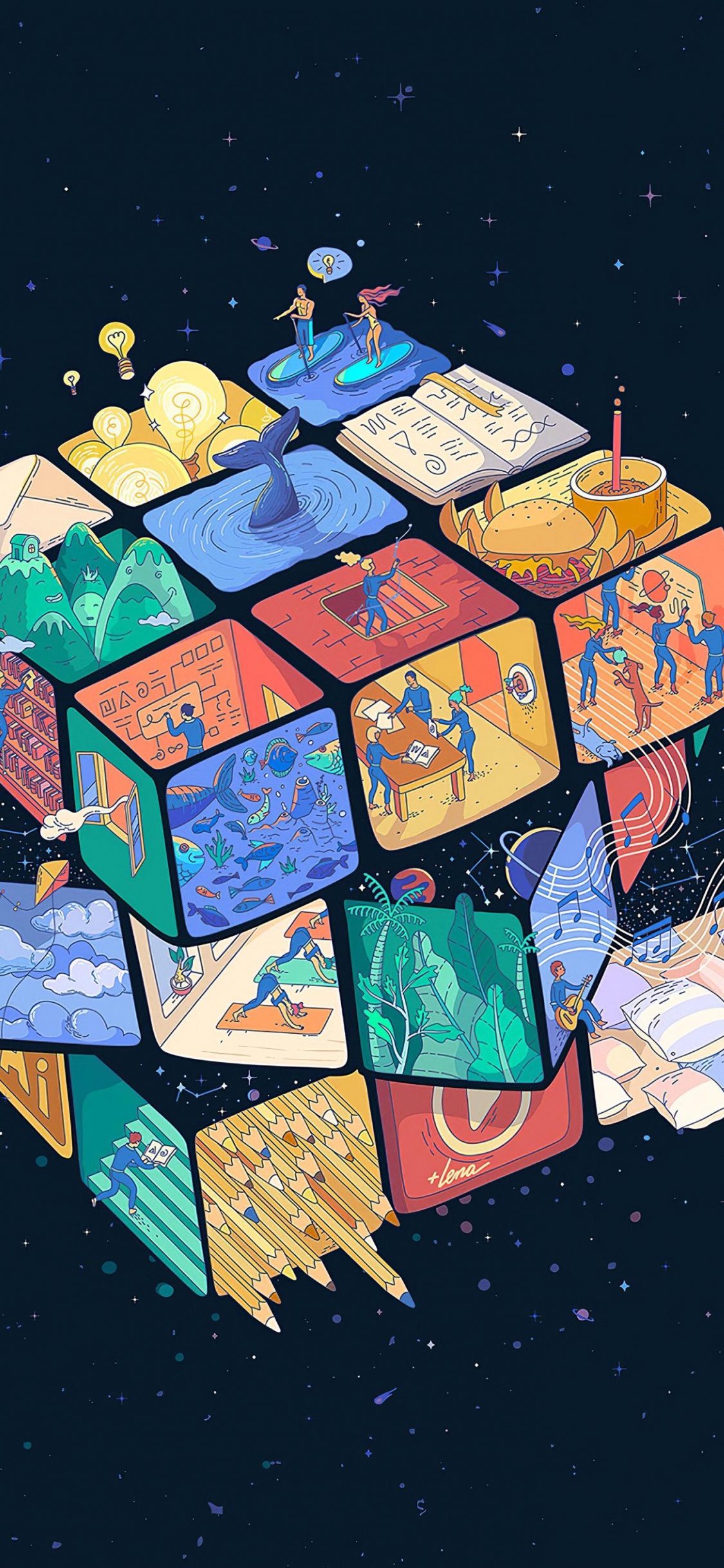 Обои кубик Рубика, куб, мир, жест, прямоугольник в разрешении 1125x2436