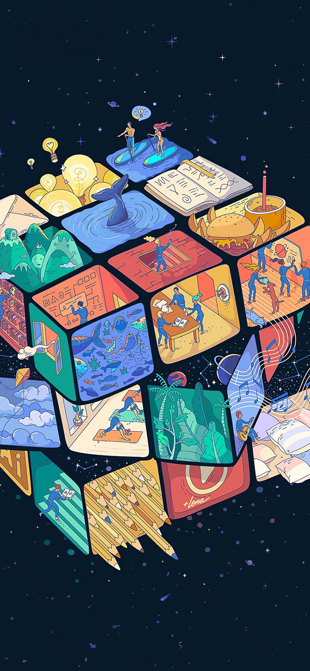 Обои кубик Рубика, куб, мир, жест, прямоугольник в разрешении 1242x2688