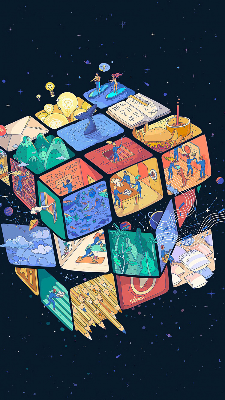 Обои кубик Рубика, куб, мир, жест, прямоугольник в разрешении 750x1334