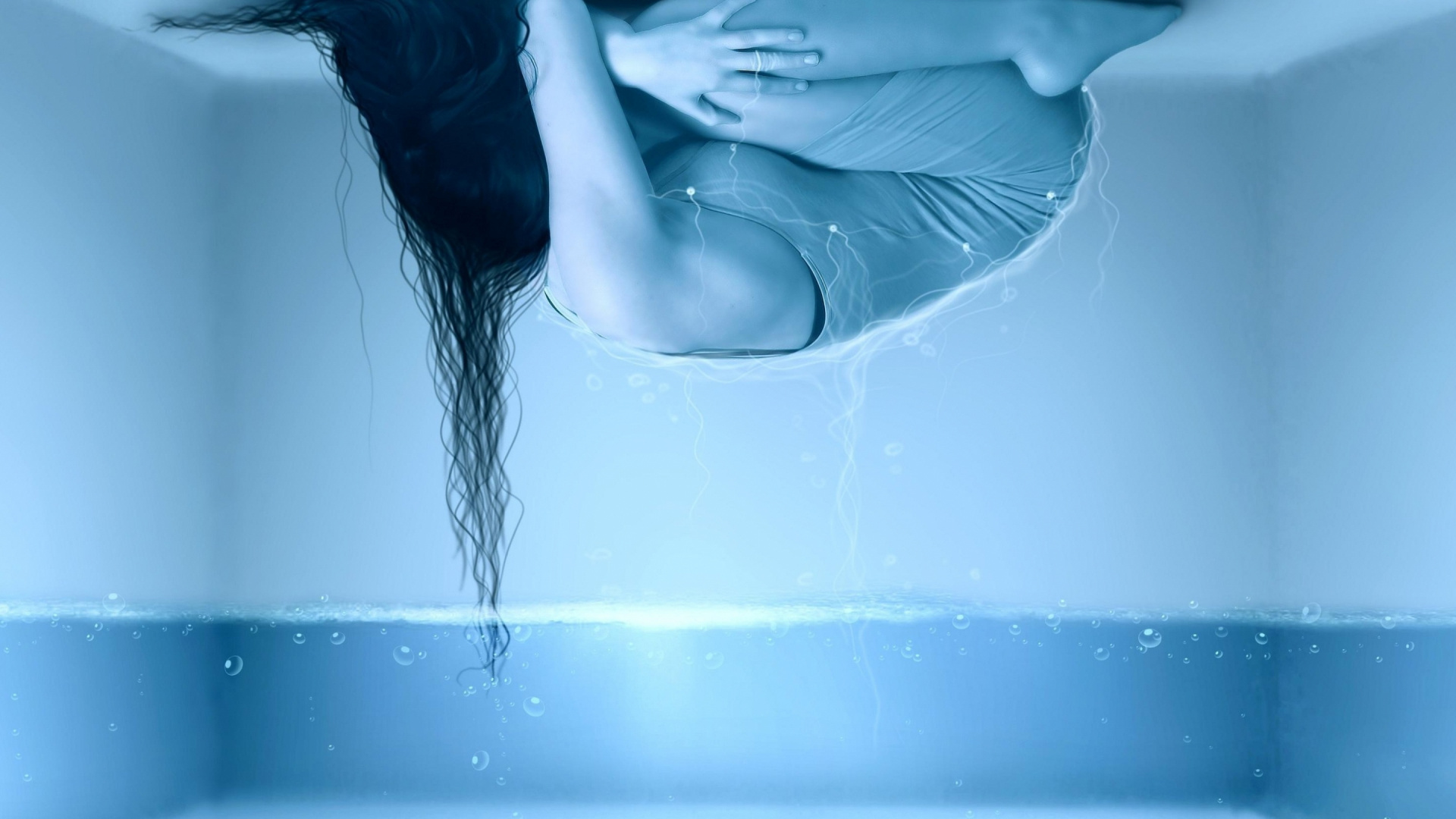 Обои синий, вода, лед, замораживание, холодно в разрешении 1920x1080