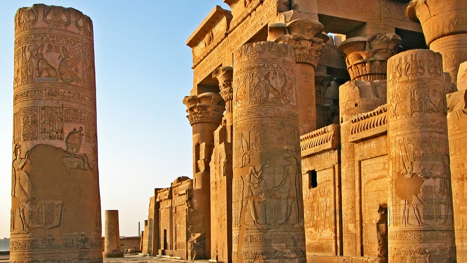 Обои Нил, египетский храм, древняя история, историческое место, археологический памятник в разрешении 1920x1080