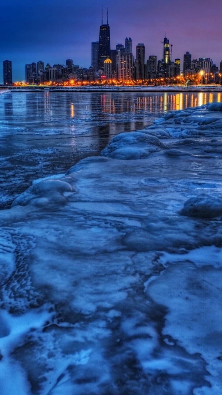 Обои Чикаго, природа, городской пейзаж, вода, отражение в разрешении 720x1280