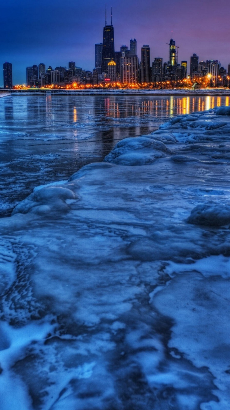 Обои Чикаго, природа, городской пейзаж, вода, отражение в разрешении 750x1334