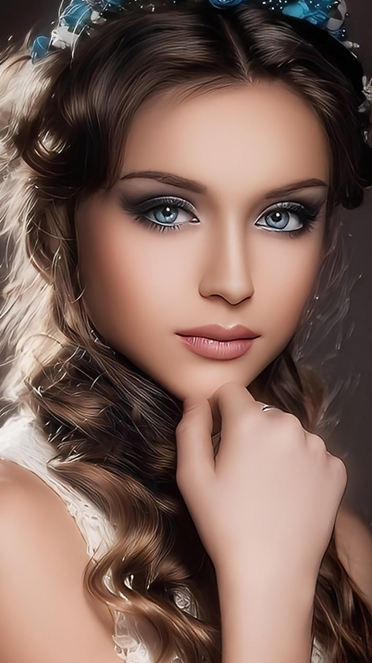 Обои красота, портрет, красавица, лоб, нос в разрешении 750x1334