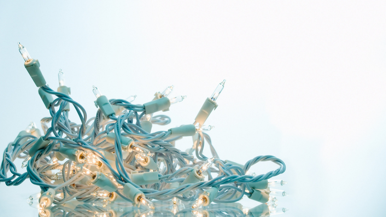 Обои Рождественский день, Рождественские огни, бирюза, Рождество, праздник в разрешении 1280x720