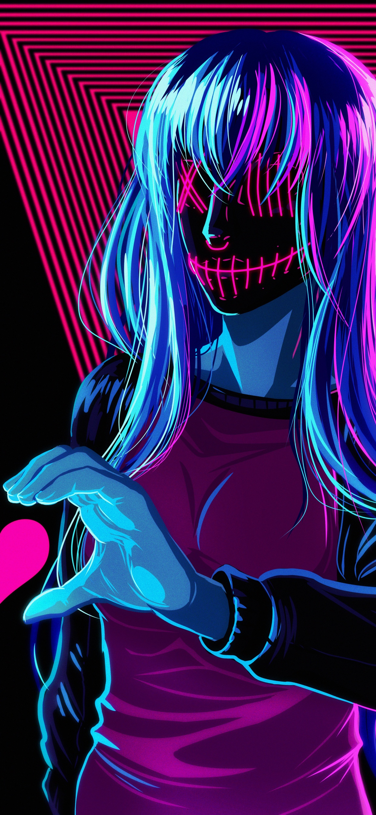 Обои пурпур, свет, розовый, арт, Фиолетовый в разрешении 1242x2688