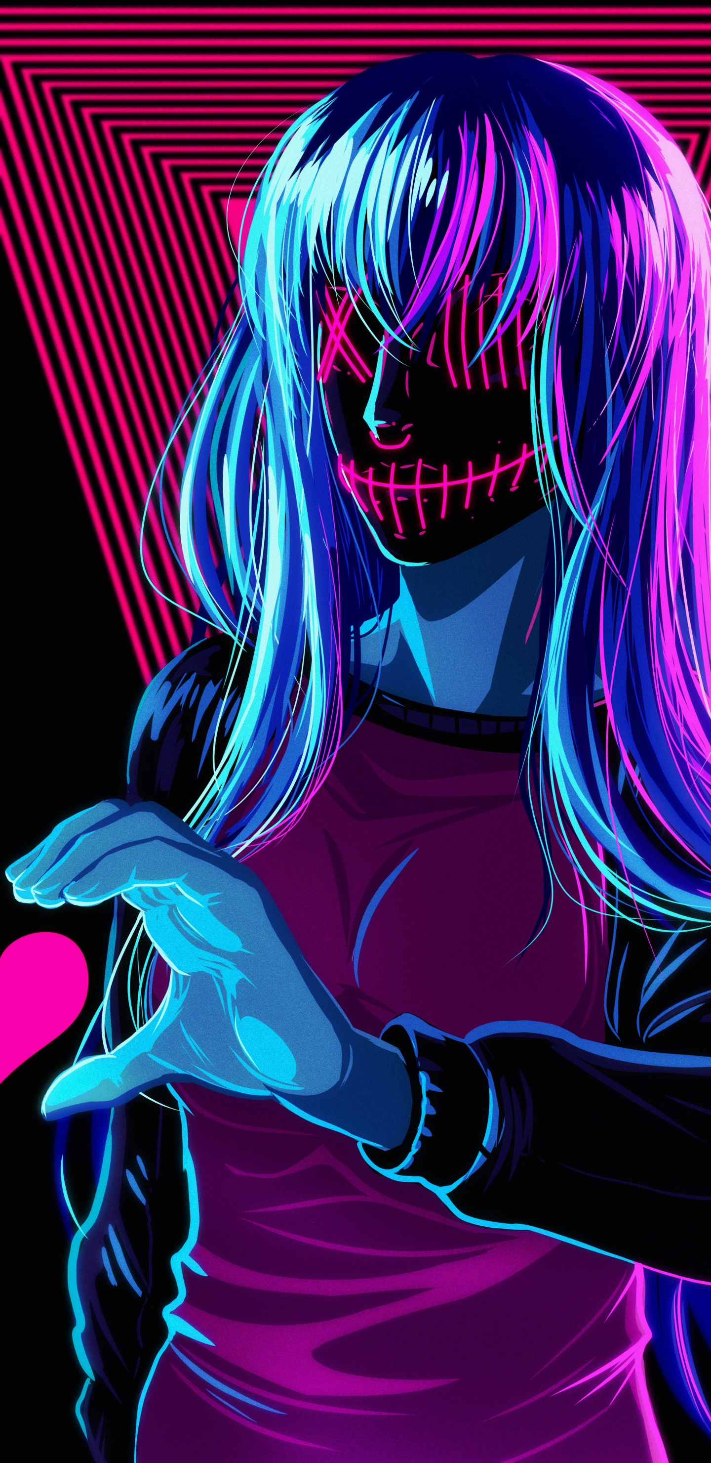 Обои пурпур, свет, розовый, арт, Фиолетовый в разрешении 1440x2960