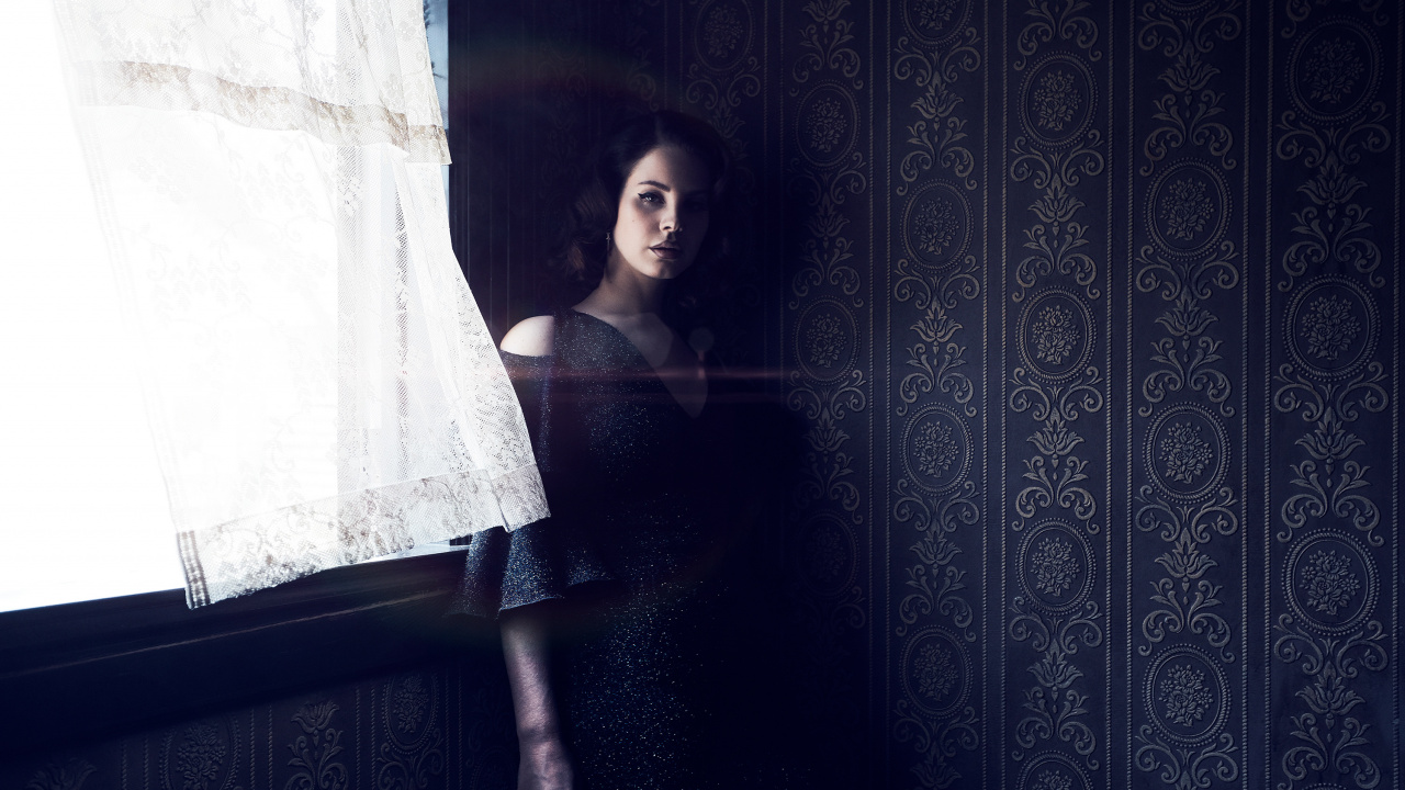 Обои красота, Лана дель Рей, черный, синий, свет в разрешении 1280x720