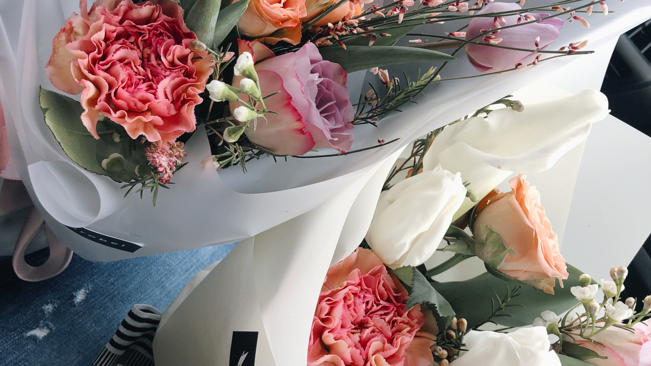 Обои цветочный букет, цветочный дизайн, Роза, срезанные цветы, искусственный цветок в разрешении 1280x720