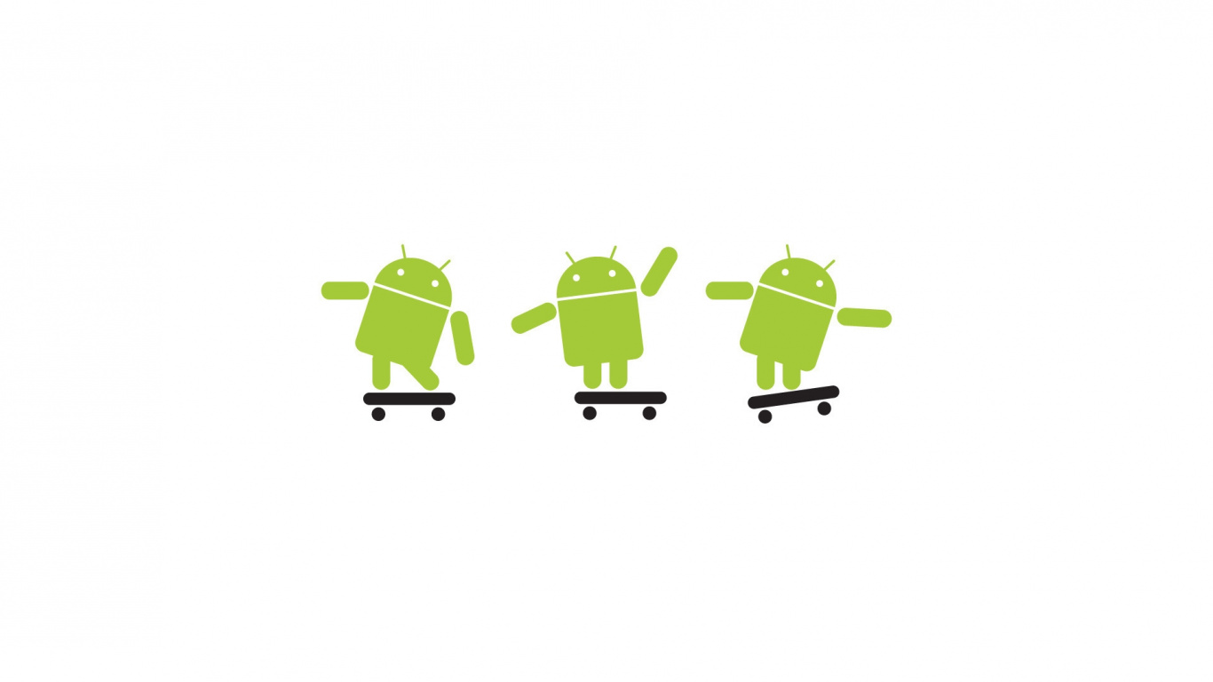 Обои андроид, зеленый, лого, текст, мобильное приложение в разрешении 1366x768