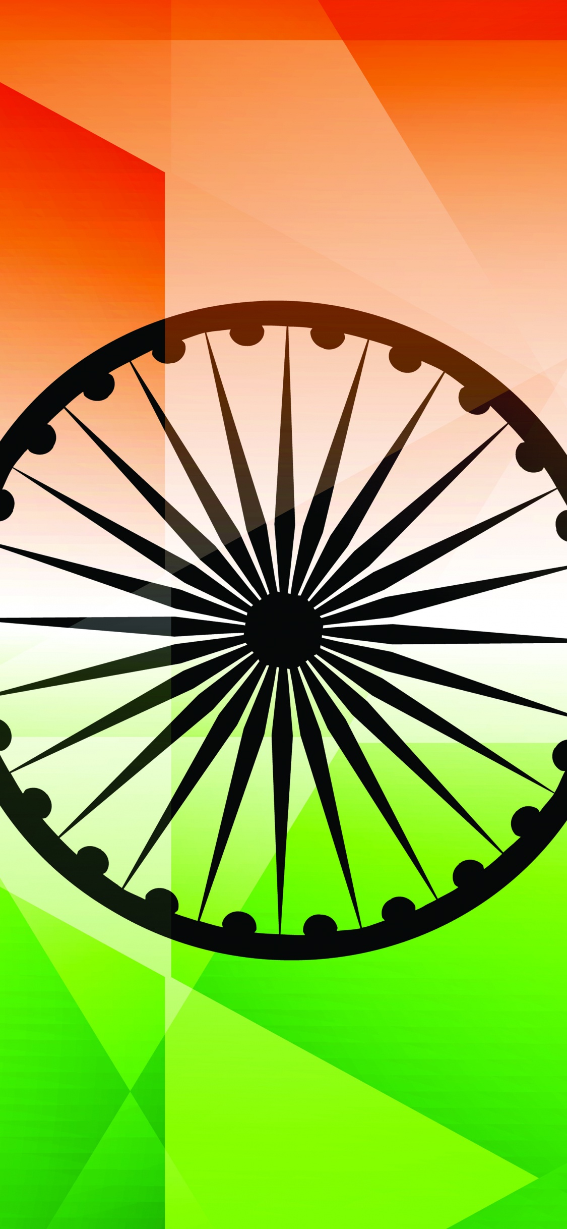 Обои Флаг Индии, векторная графика, иллюстрация, круг, графика в разрешении 1125x2436