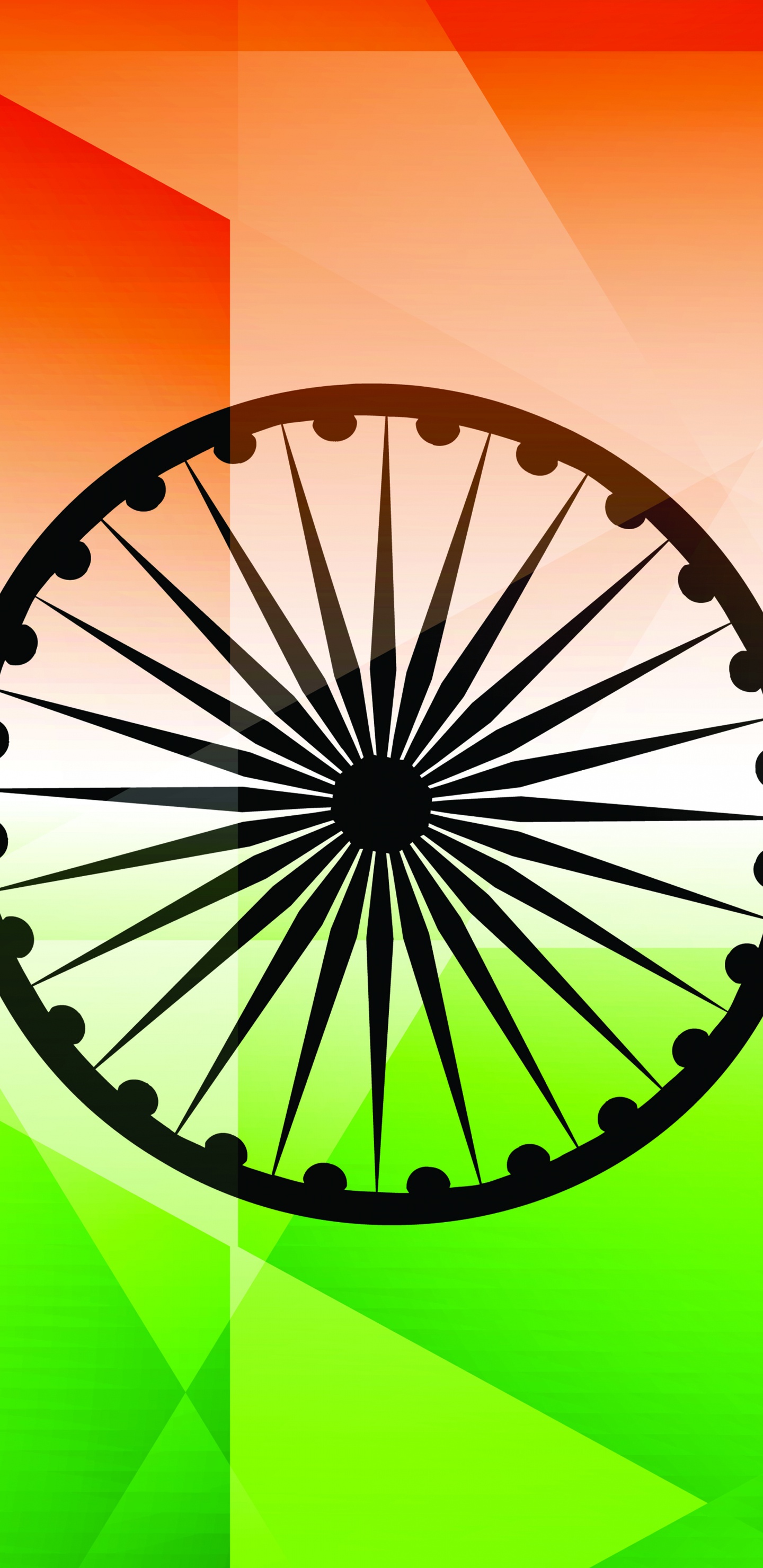 Обои Флаг Индии, векторная графика, иллюстрация, круг, графика в разрешении 1440x2960