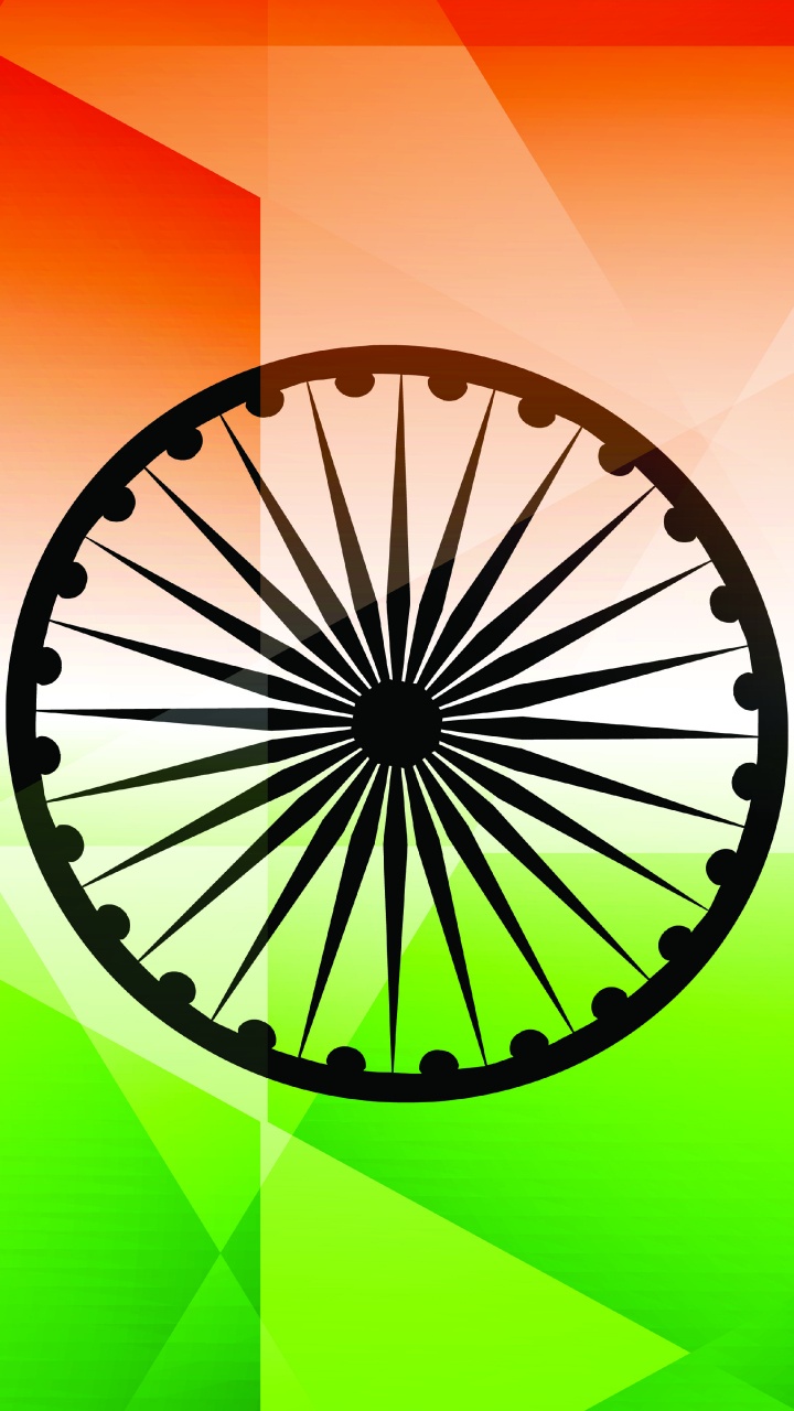 Обои Флаг Индии, векторная графика, иллюстрация, круг, графика в разрешении 720x1280