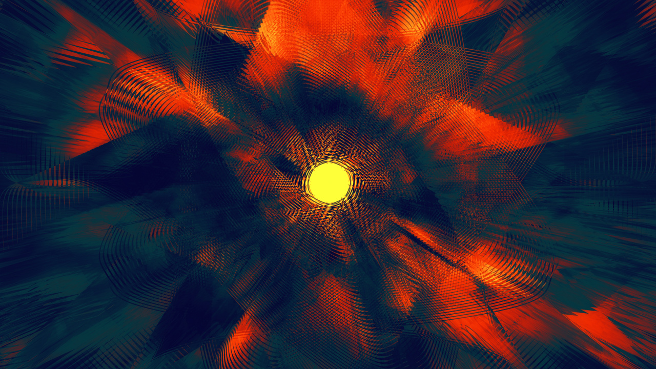 Обои фрактальное искусство, синий, красный цвет, Апельсин, свет в разрешении 1280x720