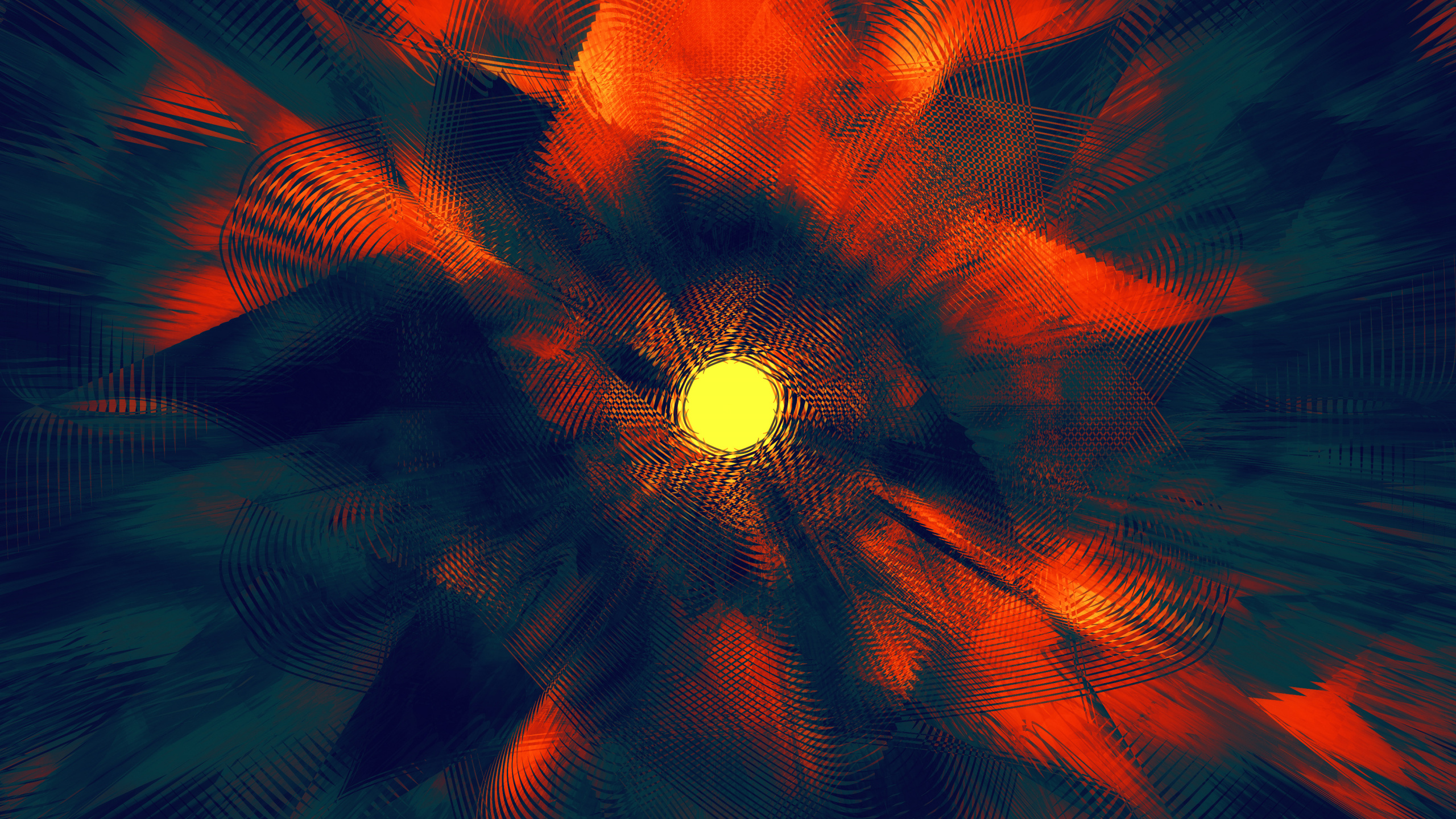 Обои фрактальное искусство, синий, красный цвет, Апельсин, свет в разрешении 2560x1440