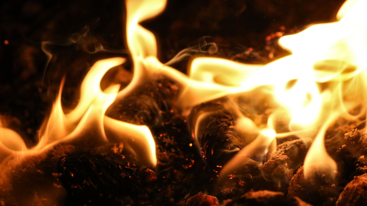 Обои пламя, огонь, тепло, костер, свет в разрешении 1280x720