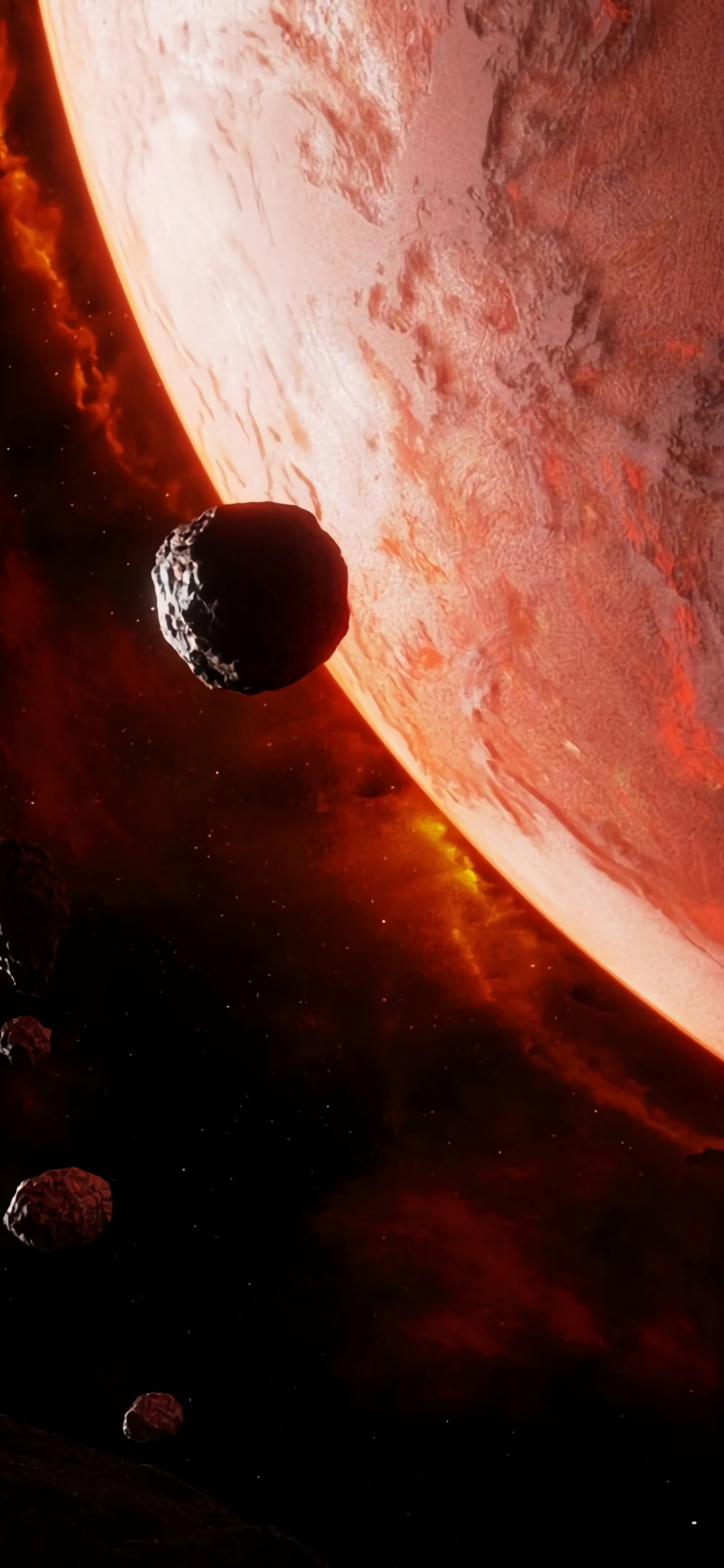 Обои планета, земля, космос, астрономический объект, красный цвет в разрешении 1125x2436