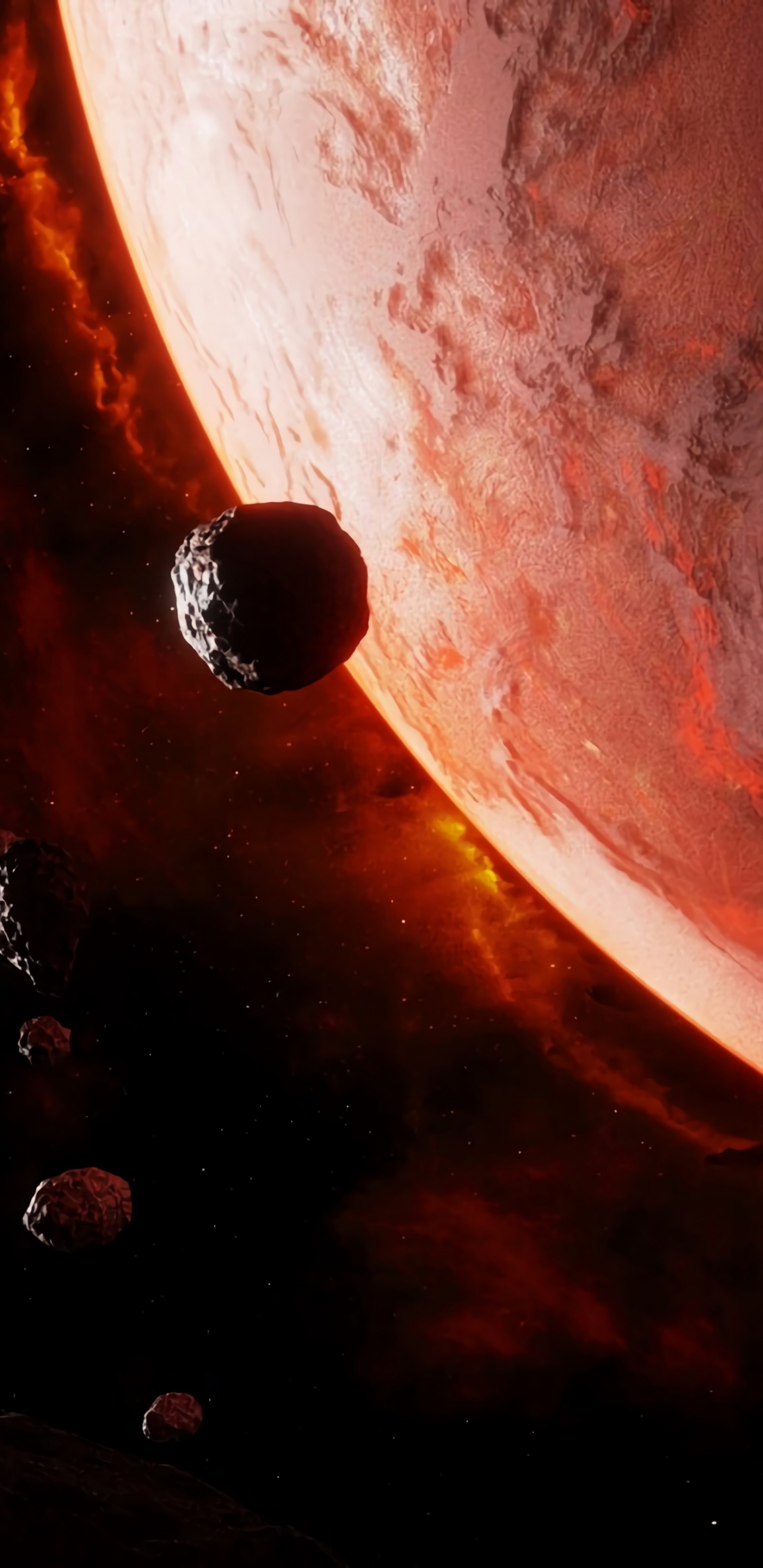Обои планета, земля, космос, астрономический объект, красный цвет в разрешении 1440x2960