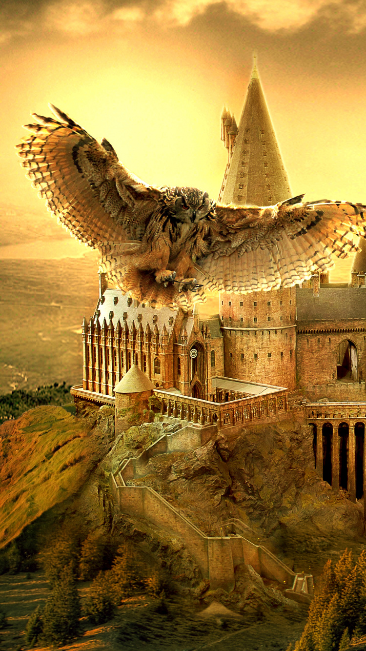 Обои Гарри Поттер, ориентир, замок, здание, средневековая архитектура в разрешении 750x1334