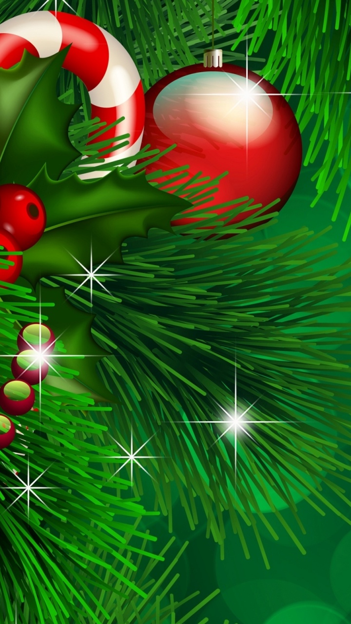 Обои Новый год, Рождественский день, праздник, рождественский орнамент, зеленый в разрешении 720x1280