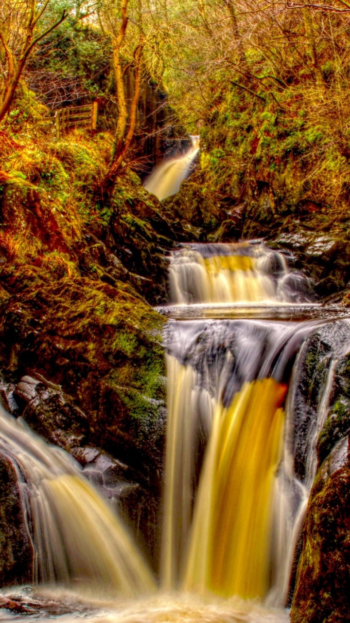 Обои pecca падает, водопад, осень, водоем, природа в разрешении 720x1280