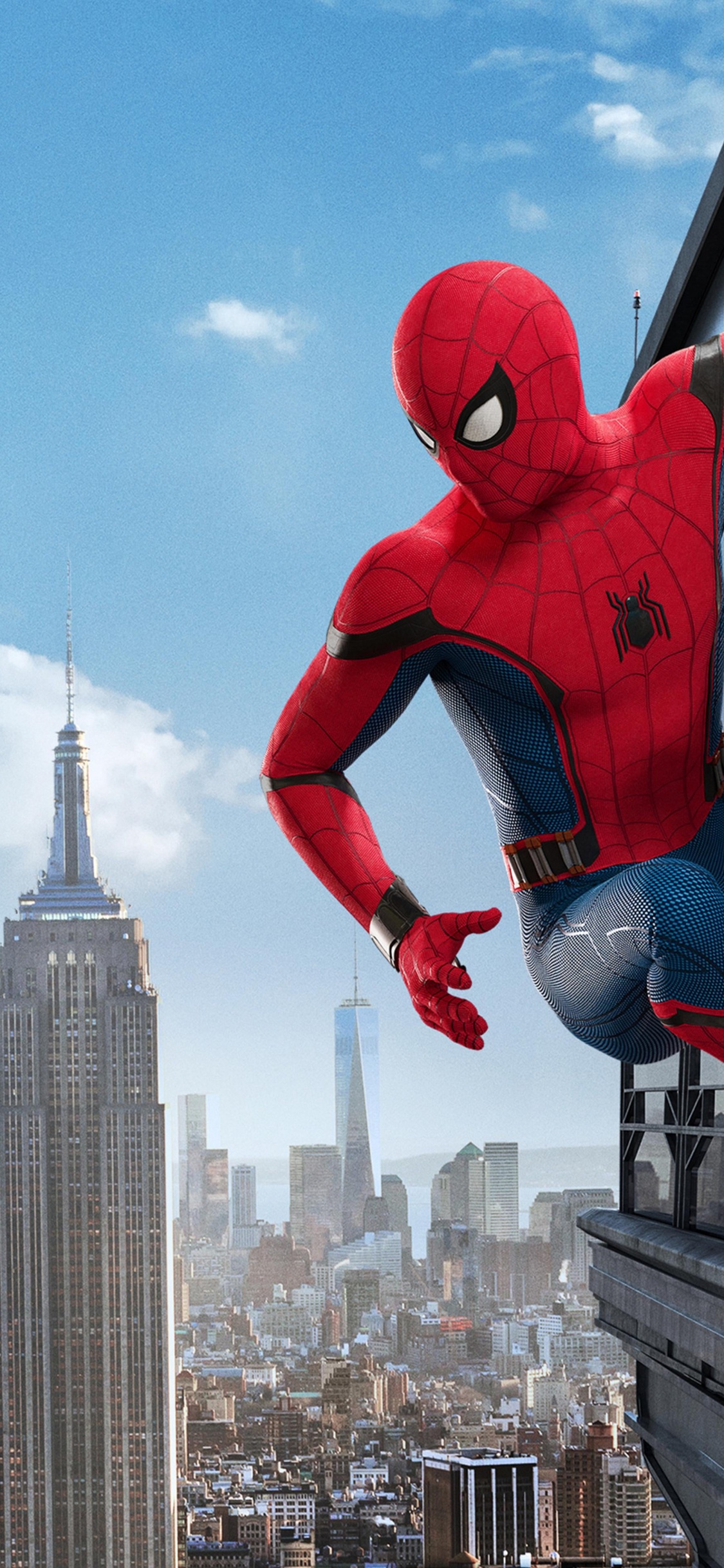 Обои человек-паук, чудо человек-паук майл моралес, комиксы Марвел, здание, облако в разрешении 1125x2436