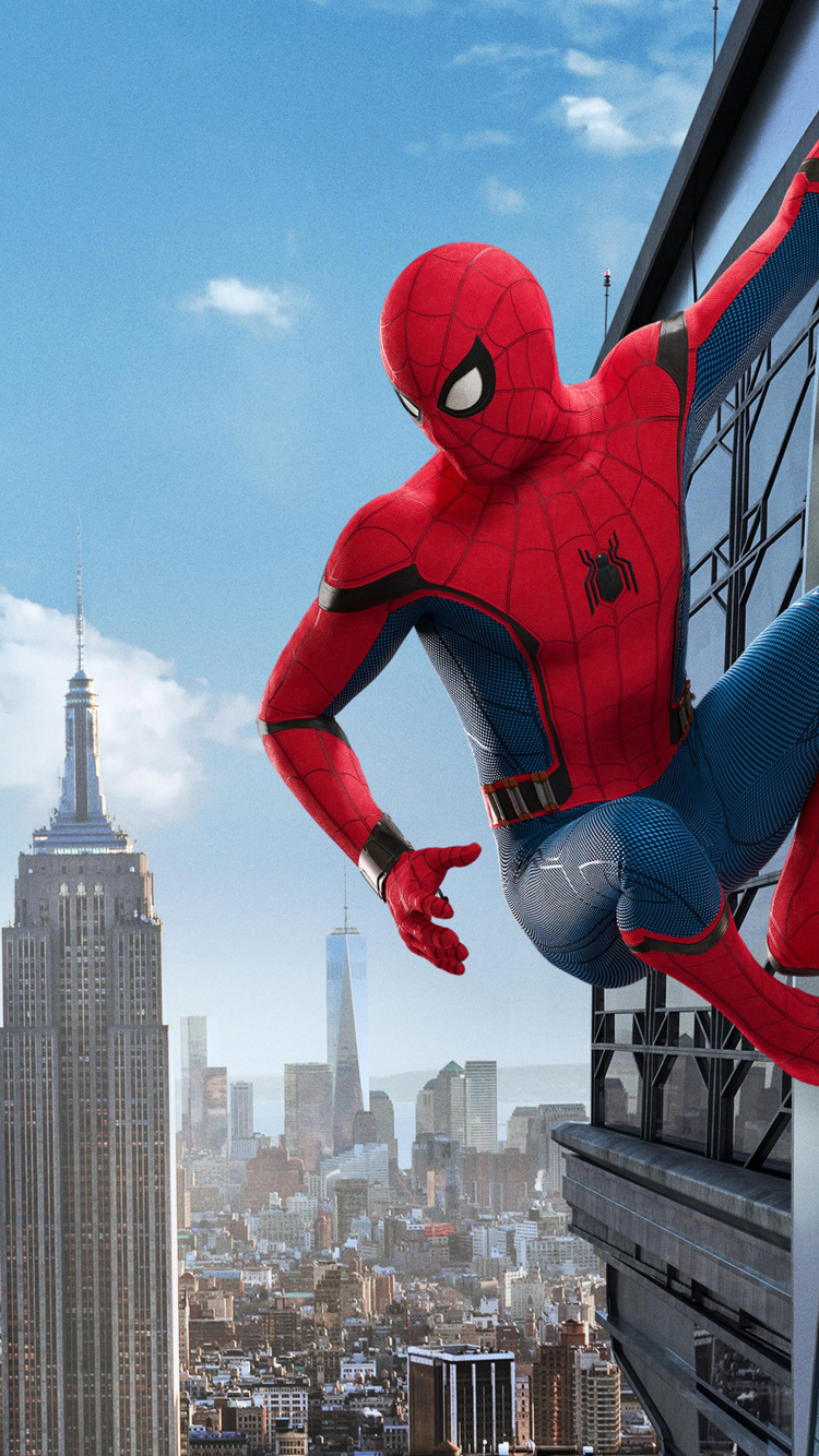 Обои человек-паук, чудо человек-паук майл моралес, комиксы Марвел, здание, облако в разрешении 750x1334