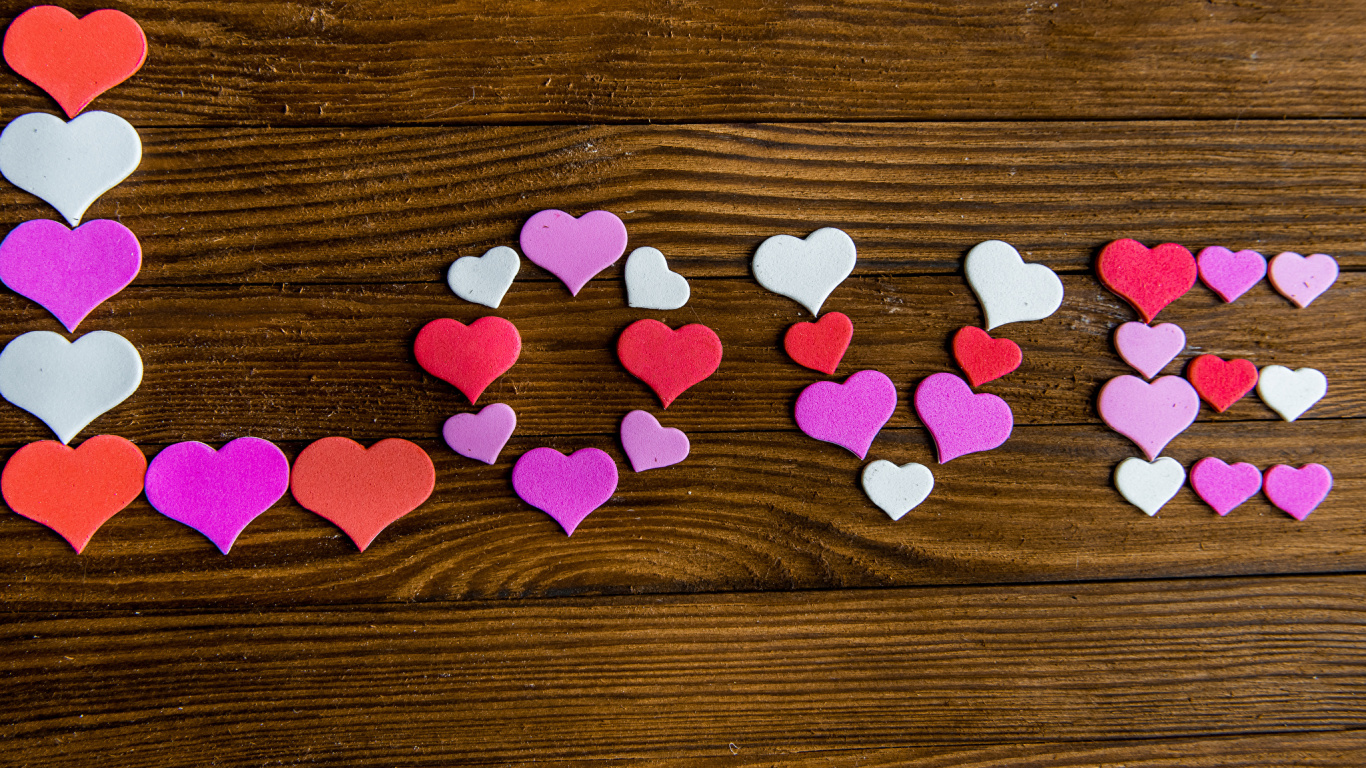 Обои День Святого Валентина, сердце, розовый, любовь, лепесток в разрешении 1366x768