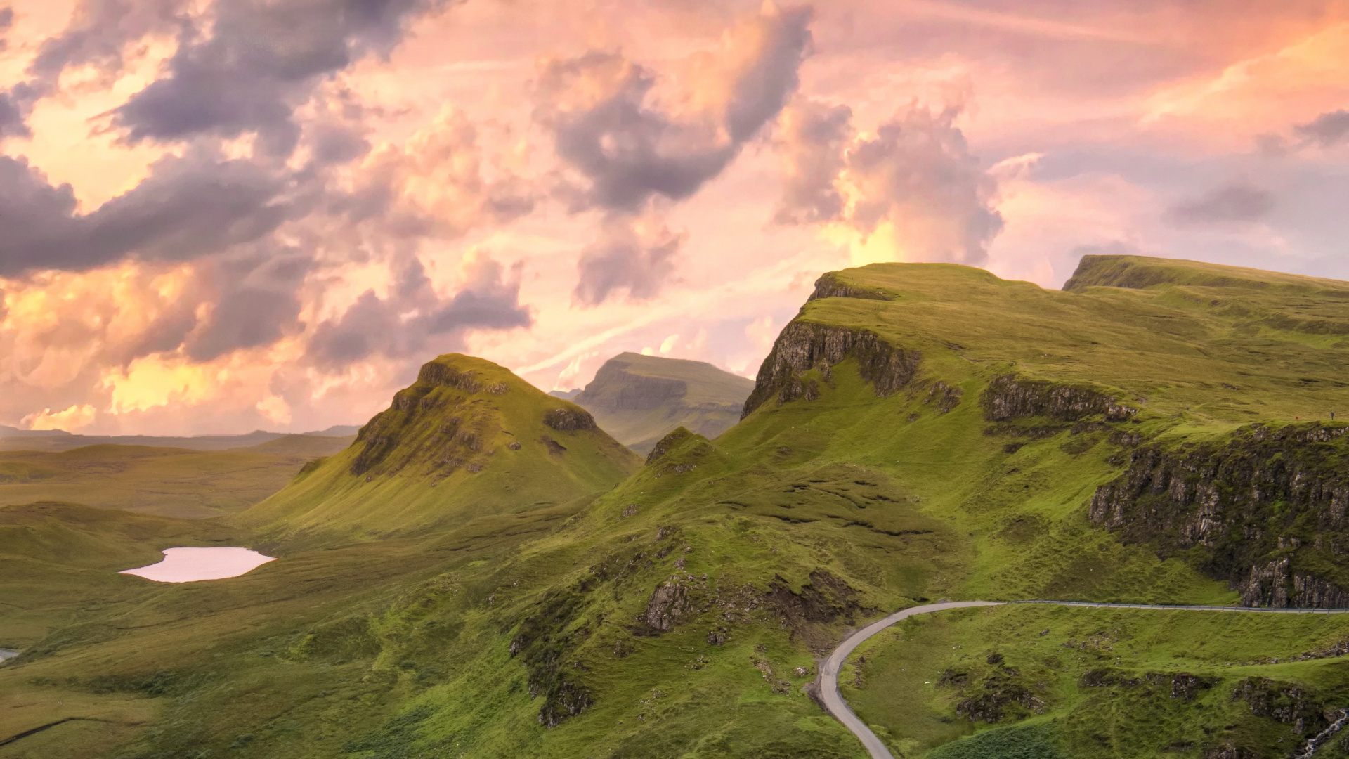 Обои нагорье, природа, горный рельеф, природный ландшафт, зеленый в разрешении 1920x1080