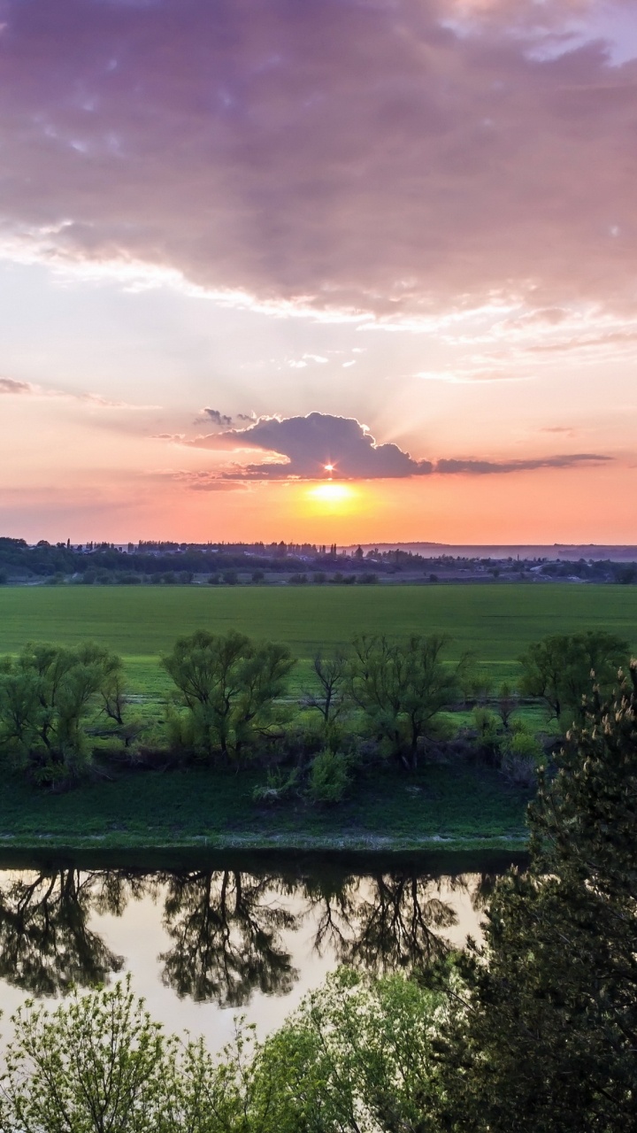 Обои закат, вечер, рассвет, природа, облако в разрешении 720x1280