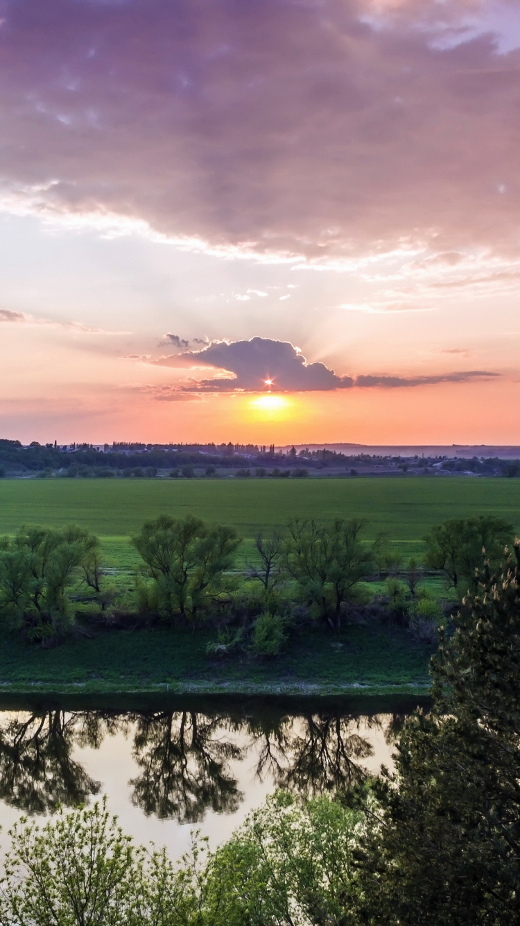 Обои закат, вечер, рассвет, природа, облако в разрешении 750x1334