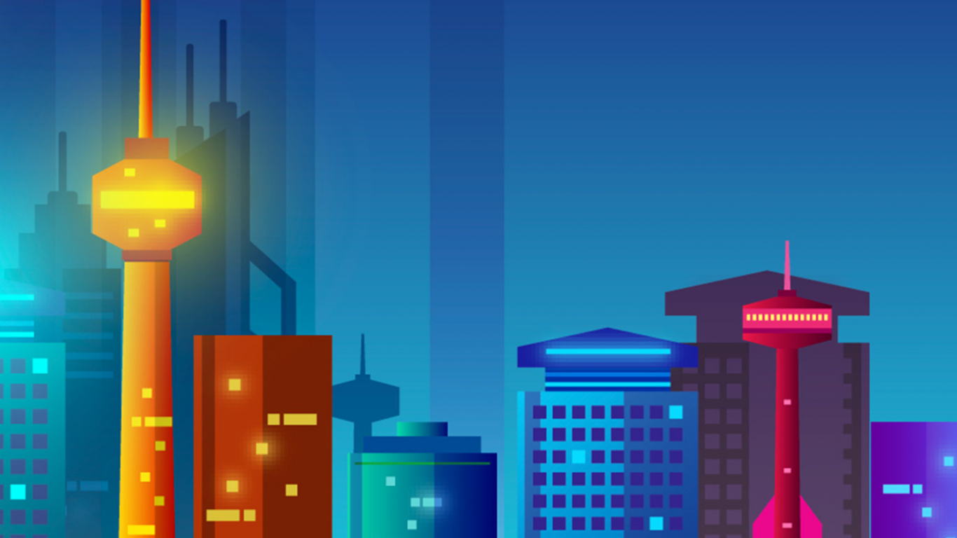 Обои городской пейзаж, мажорель синий, термохимия, здание, небоскреб в разрешении 1366x768