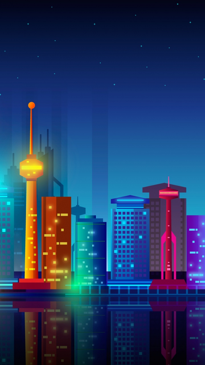 Обои городской пейзаж, мажорель синий, термохимия, здание, небоскреб в разрешении 720x1280