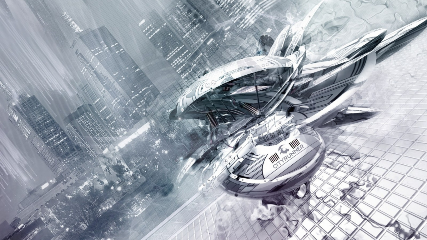 Обои арт, монохромный, лед, музыка, зима в разрешении 1366x768