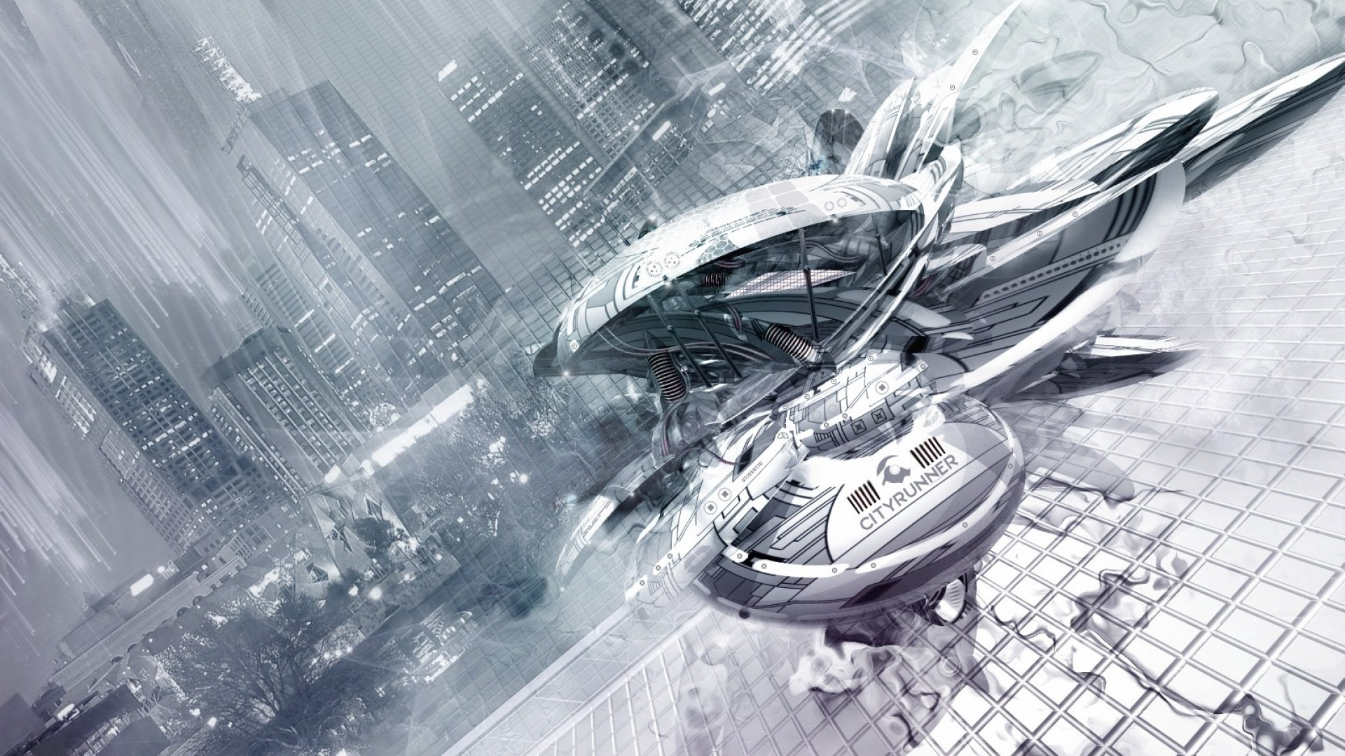 Обои арт, монохромный, лед, музыка, зима в разрешении 1920x1080