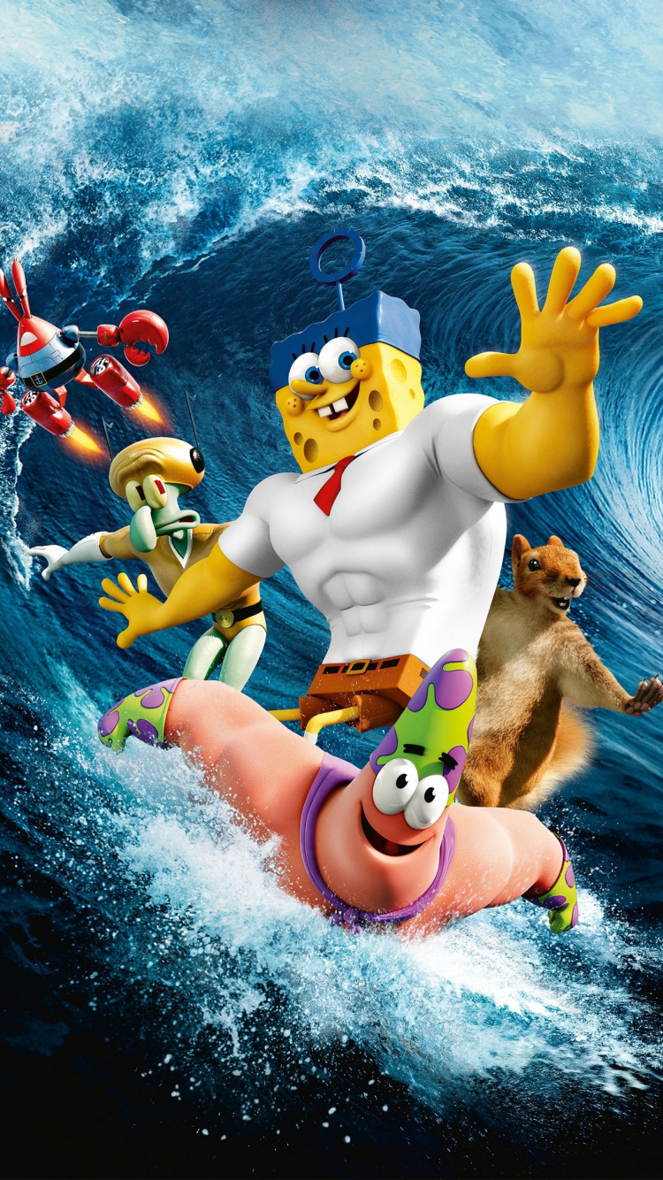 Обои Спанч Боб кино губка из воды, Мистер Крабс, Патрик Стар, Бургер Борода, планктон в разрешении 750x1334