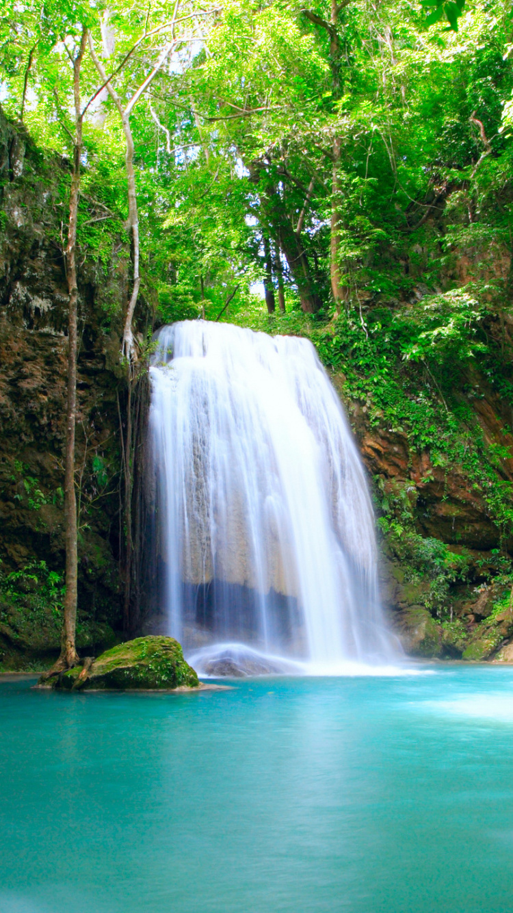 Обои водопад, гидроресурсы, водоем, природа, природный заповедник в разрешении 750x1334