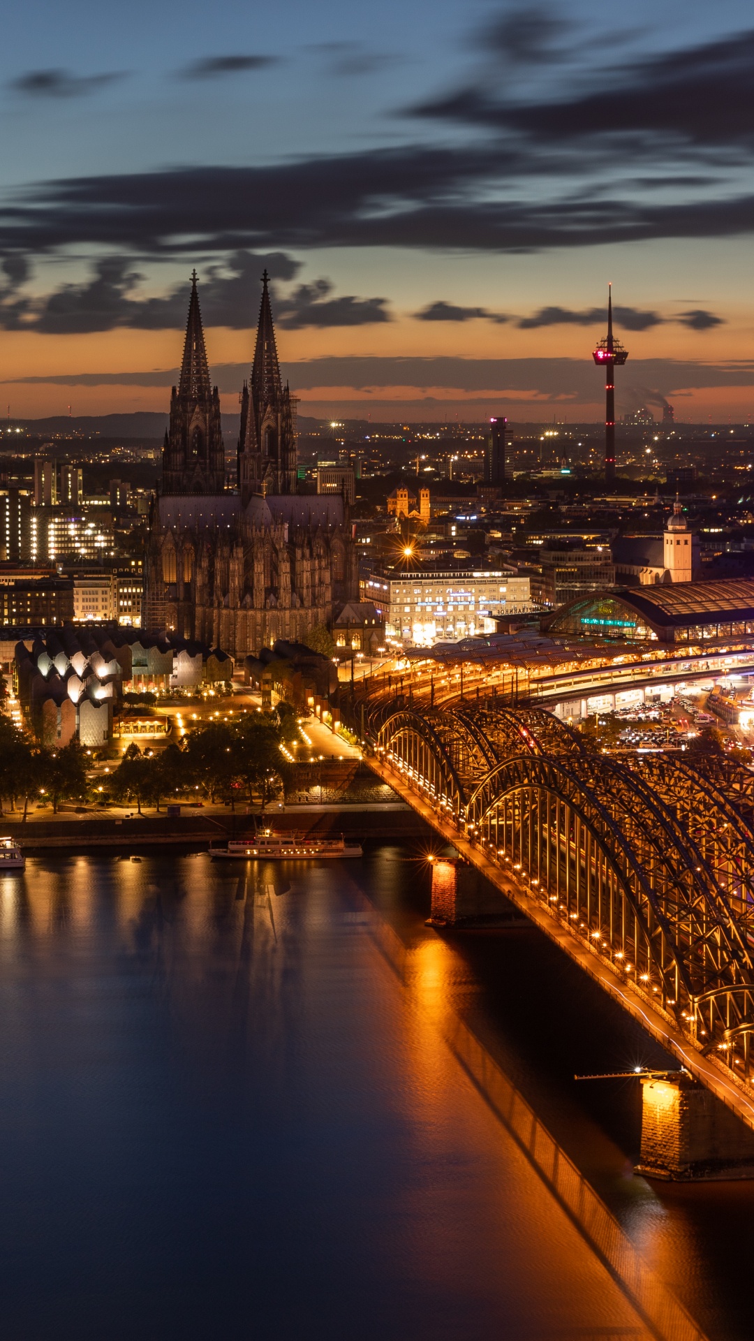 Обои городской пейзаж, город, городской район, ночь, ориентир в разрешении 1080x1920