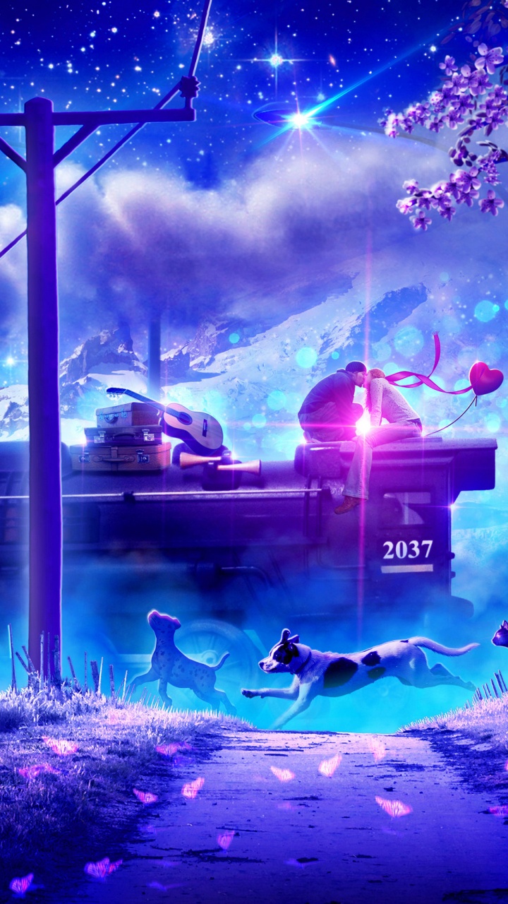 Обои графический дизайн, электрик, космос, иллюстрация, этап в разрешении 720x1280