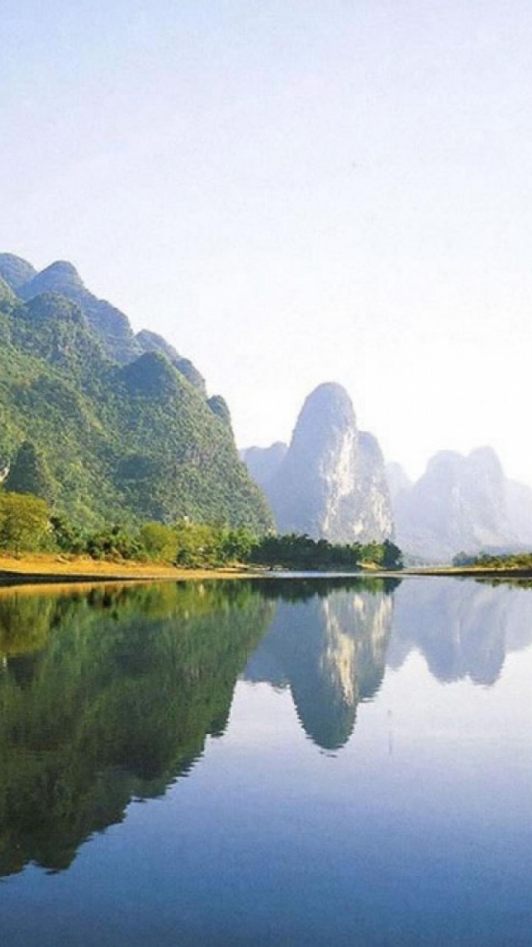 Обои Округ Яншо, реки, достопримечательность, путешествие, отражение в разрешении 750x1334