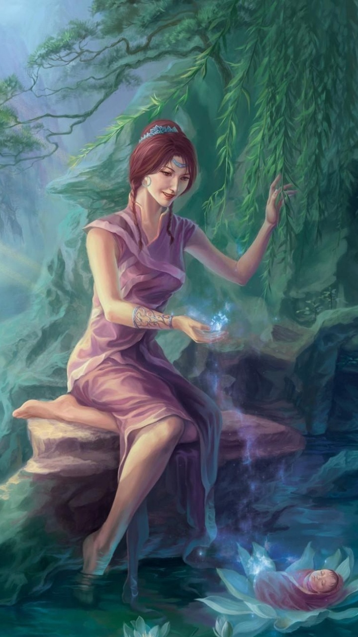 Обои живопись, арт, мифология, иллюстрация, акварельные краски в разрешении 720x1280