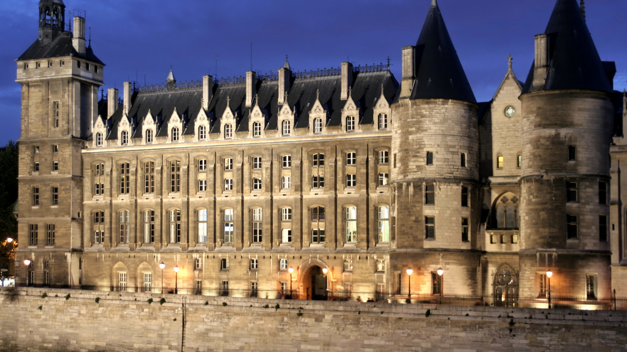 Обои Консьержери, Сент-Шапель, дворец, ориентир, средневековая архитектура в разрешении 1280x720