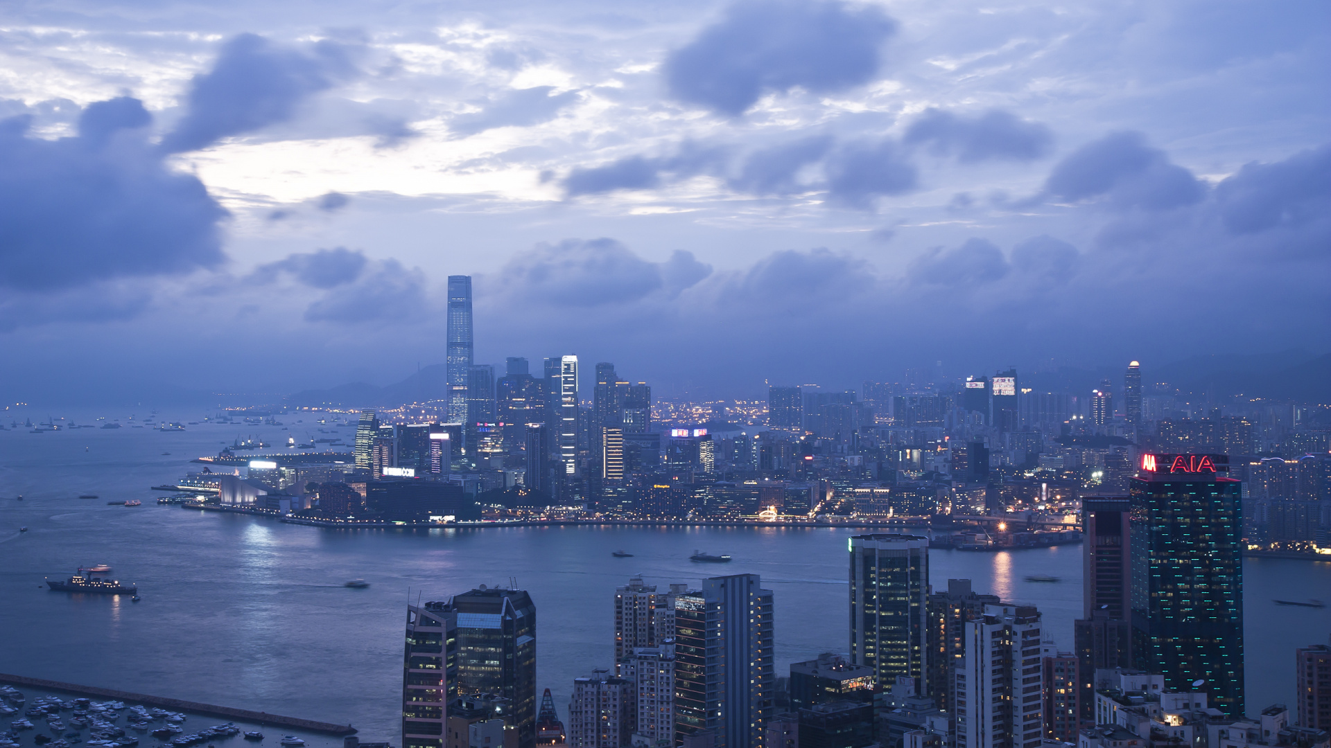 Обои Гавань Виктория, городской пейзаж, город, городской район, метрополия в разрешении 1920x1080