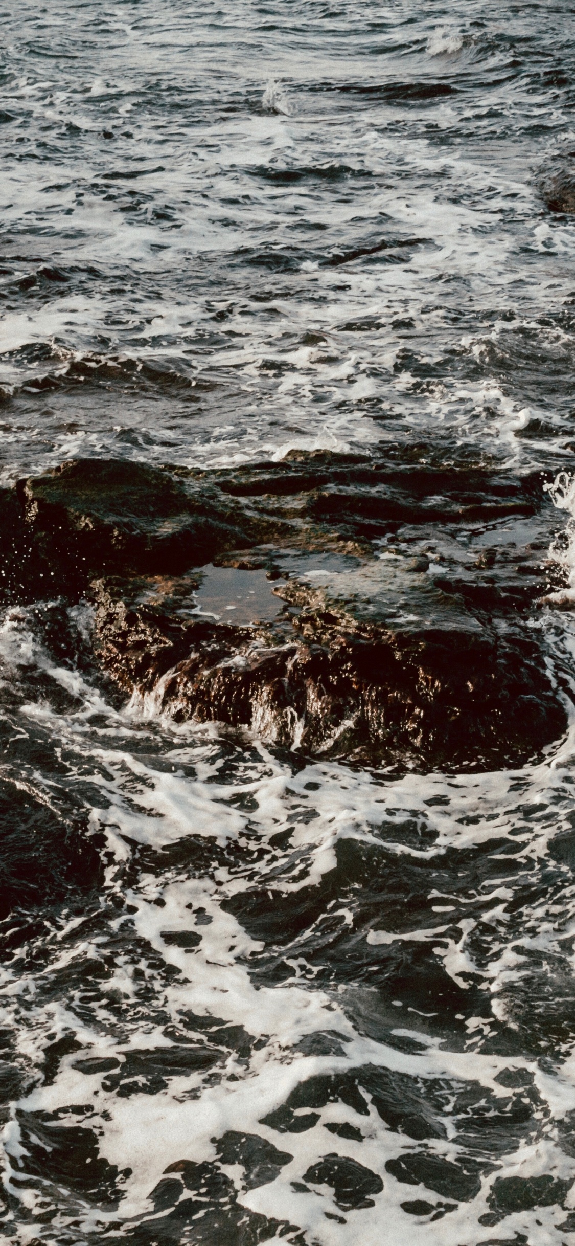 Обои море, побережье, ветровая волна, вода, прилив в разрешении 1125x2436