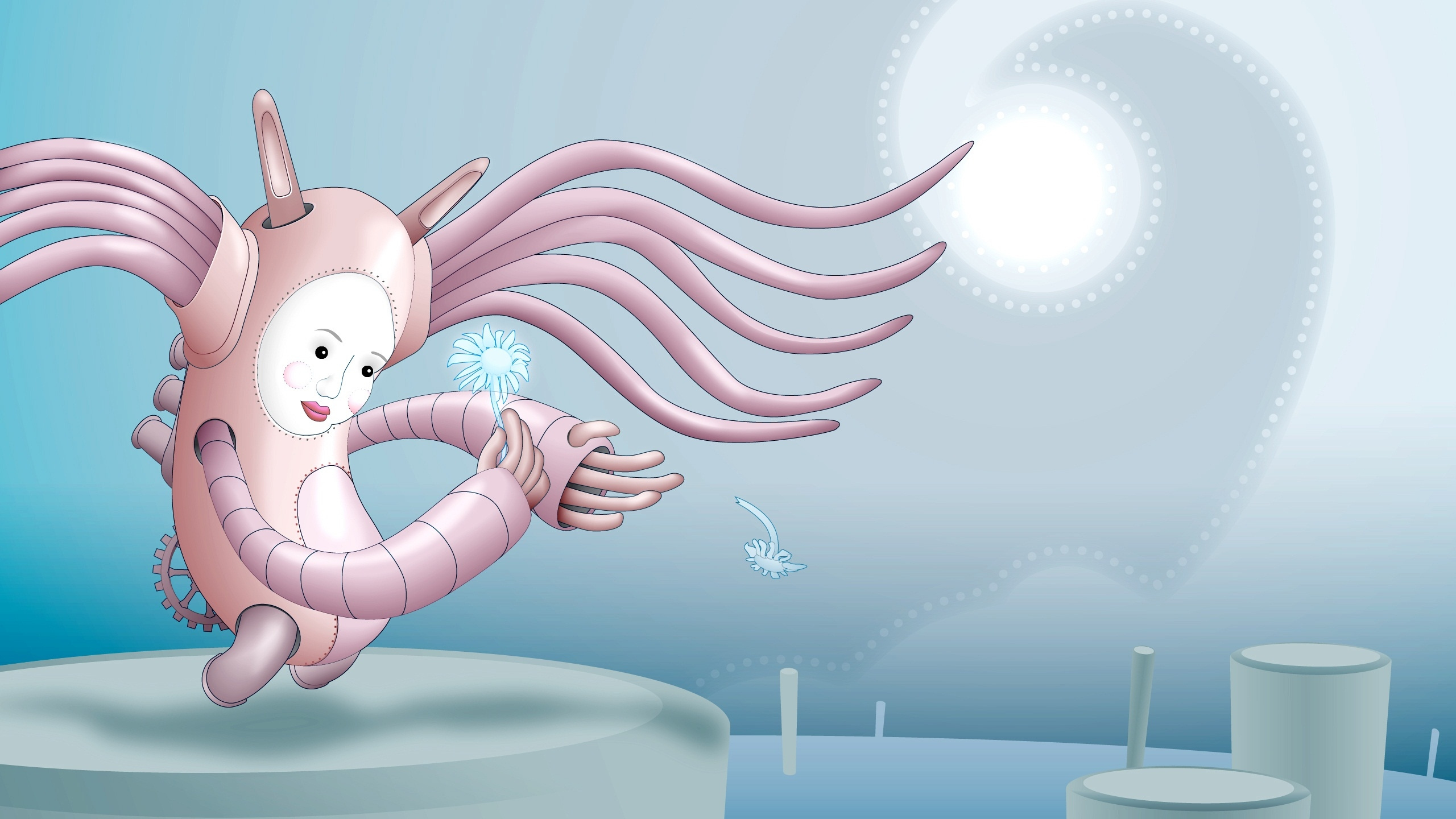 Обои иллюстрация, мультфильм, розовый, дизайн, мизинец в разрешении 2560x1440