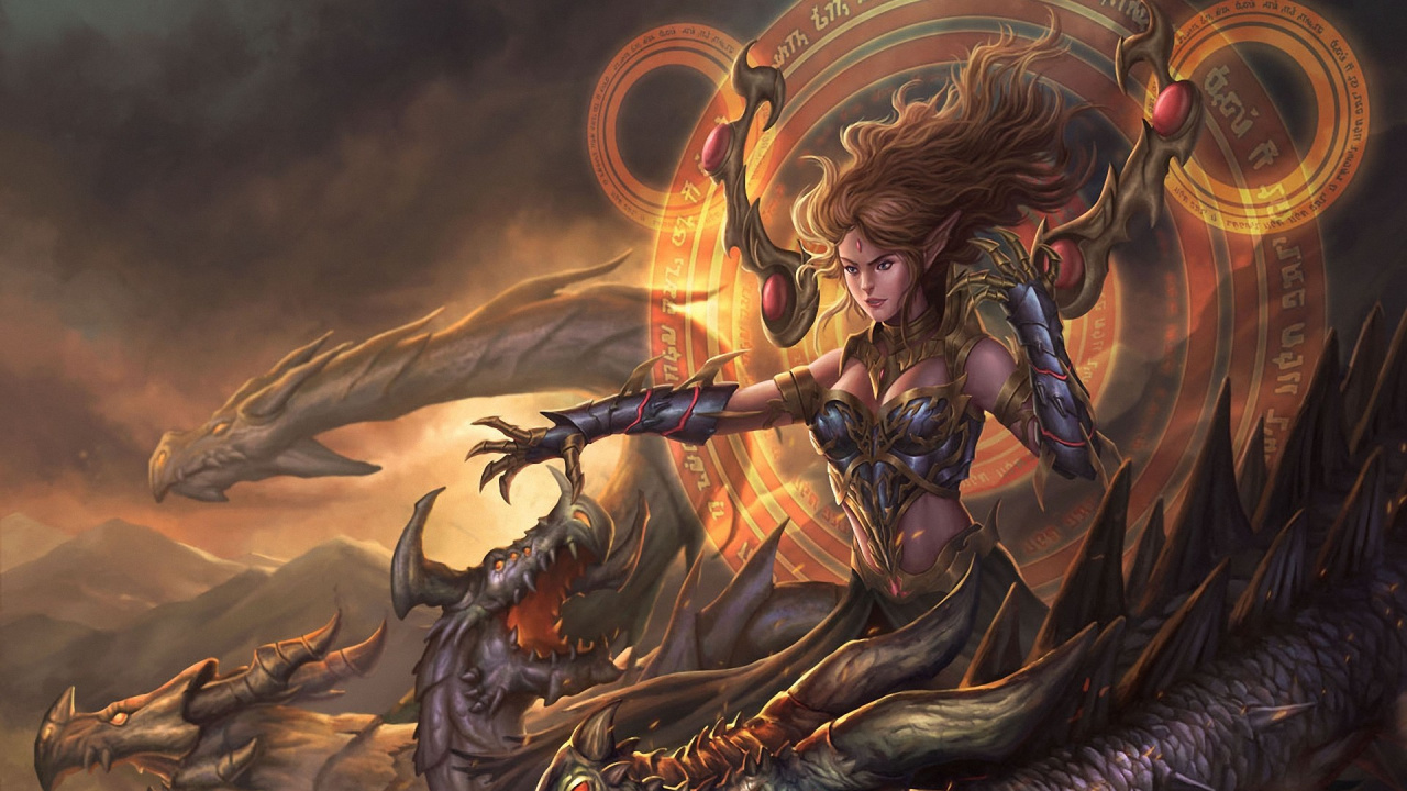 Обои дракон, фэнтези, арт, мифология, демон в разрешении 1280x720