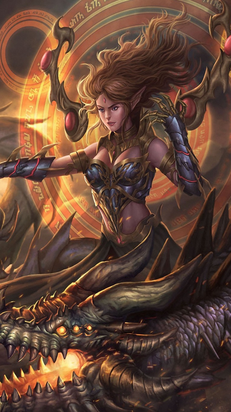 Обои дракон, фэнтези, арт, мифология, демон в разрешении 750x1334