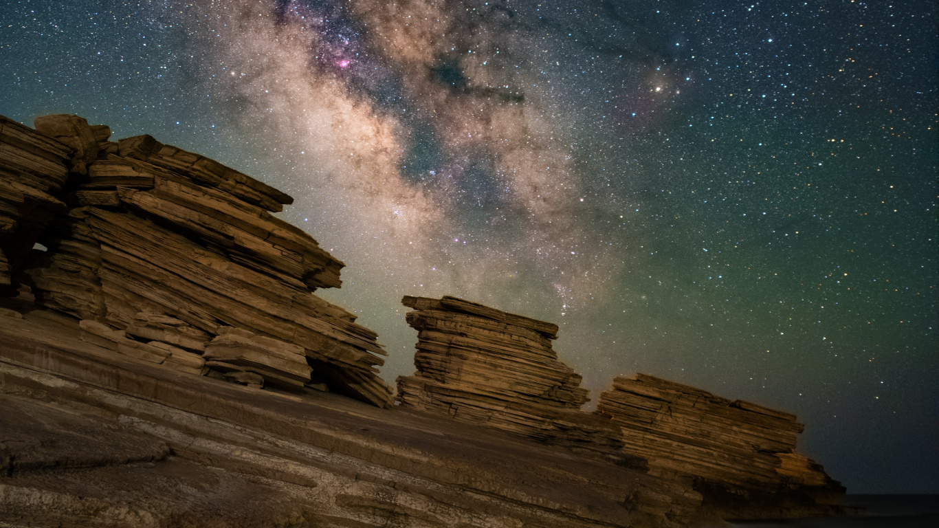 Обои Галактика, Млечный Путь, молоко, звезда, атмосфера в разрешении 1366x768